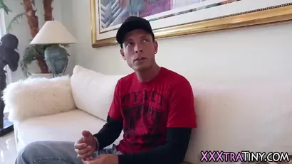 Small tit babe gives head